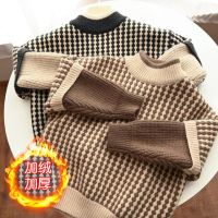 儿童毛衣加绒加厚中大童套头打底针织衫男童假两件宝宝保暖上衣潮