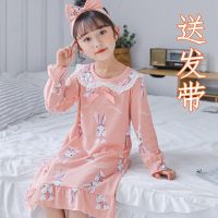女童睡裙春秋季长袖卡通色棉亲子中大童小孩家居服儿童公主裙子