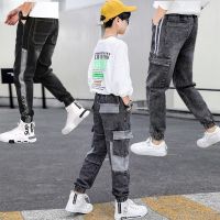 男童裤子儿童长裤牛仔裤2021春秋款中大童弹力裤宽松工装裤束脚裤