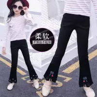 女童裤子春秋外穿新款弹力喇叭裤女学生显瘦中大童休闲黑色长裤潮