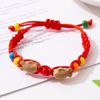 手工编织本命年红绳桃核手绳子桃篮手串桃胡饰品儿童宝宝手链