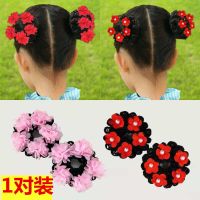儿童中国风假发发圈六一演出头饰女童发饰女孩宝宝丸子头盘发头花