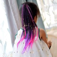 儿童假发女马尾假发彩色发夹小辫子手工编织脏辫发绳可爱潮妞表演