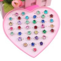 儿童戒指首饰水晶开口宝石戒指女孩卡通可爱冰雪公主宝宝礼物