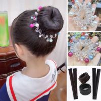 丸子头盘发器蓬松夹花苞头啪啪圈发夹电话绳珍珠彩色发圈