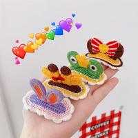 可爱立体发夹少女兔耳朵毛线编织发卡儿童宝宝头饰韩版发顶饰头饰