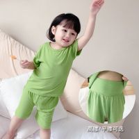 儿童莫代尔面膜t短袖套装夏装男童空调服睡衣夏季薄款女童家居服