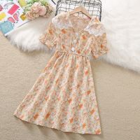女童夏装连衣裙2021新款中大童碎花裙洋气儿童收腰雪纺公主裙