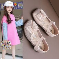 女童皮鞋2021春秋新款儿童单鞋水钻水晶公主鞋洋气软底女孩豆豆鞋