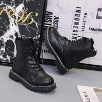 男童靴子女童马丁靴中大童2021新款春秋单鞋皮靴英伦风二棉女童靴