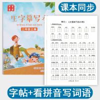 小学三年级字帖上册下册语文课本同步练字人教版生字钢笔描红正楷|三年级上册+看拼音写词语上册 送1支钢笔10个墨囊