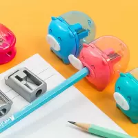 卡通卷笔刀削笔器 手摇省力铅笔刀 学生儿童铅笔刨 削笔机削笔刀|得力小猪卷笔刀3个[颜色随机]