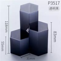 ins风创意办公桌面个性六边形笔筒软装饰品摆件房间床头柜小摆设|六角形-磨砂笔筒-北欧黑