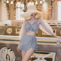 新款女士游泳衣女平角分体遮肚性感显瘦少女可爱学生温泉保守泳装