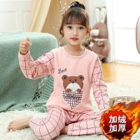 儿童加绒加厚保暖内衣男童女童夹棉保暖衣秋衣秋裤套装秋冬季