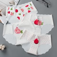 无痕冰丝儿童内裤女透气清凉发育期可爱学生水果图案三角裤9-18岁