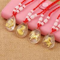 饰品镶金十二生肖水晶生肖吊坠项链本命年男女儿童鼠兔属相红绳