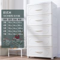 加厚塑料抽屉式收纳柜子五斗柜成人衣柜女卧室简易衣橱收纳架多层|50面宽-欧式米(加高加深)(大抽) 7层