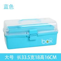 美甲工具箱子化妆品手提式大号多层收纳箱药品箱护肤品收纳盒家用|大号折叠三层蓝色(不能放光疗机)