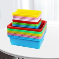 塑料收纳盒玩具置物篮幼儿园加厚厨房储物筐整理箱儿童无盖盆子|大盒绿色+小盒绿色套餐 4个装