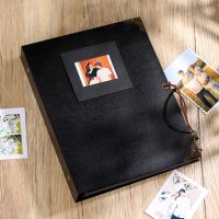 复古手工diy相册本创意浪漫情侣粘贴式礼物恋爱纪念册生日礼物|[黑色绑绳相框] 单本相册+笔和角铁
