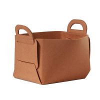 毛毡收纳筐 零食玩具杂物加厚手提收纳箱 脏衣服收纳篮 家用收纳|家具棕色 加厚小号[18*14*12]