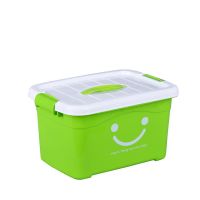 收纳箱塑料大号衣服玩具整理箱大号储物箱家用收纳盒|绿色笑脸 【10L+10L】2个