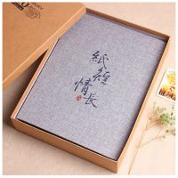 diy手工自制活页宝宝情侣旅行相册麻布 毕业季惊喜纪念册生日礼物|灰麻布-纸短情长 单相册一本[无礼盒礼包]