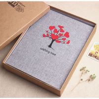 diy手工自制活页宝宝情侣旅行相册麻布 毕业季惊喜纪念册生日礼物|灰麻布-许愿树 防水插袋+相册+礼盒+礼包洗50张