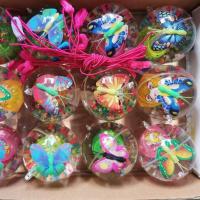 发光水晶球力球七彩变色球发光玩具变色弹跳球创意儿童玩具|6.5厘米蝴蝶款带绳子 一个