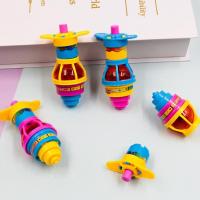 儿童玩具同款发光音乐仿木陀螺七彩闪光灯陀螺夜市|迷你型发光小陀螺2个装