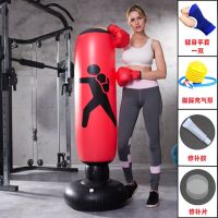 不倒翁充气拳击沙袋成人儿童小孩散打训练拳击柱立式家用发泄玩具|特厚160cm红色+健身拳套+礼包