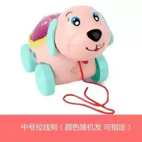 音乐拉线狗拉绳狗1-2-3岁宝宝儿童玩具机器狗拖拉学步玩具|中号拉线狗[颜色随机] 普通电池款(送螺丝刀)