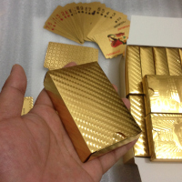 土豪金扑克可水洗耐用24k金扑克金箔美元欧元格子扑克木盒礼品|通用格子款扑克 不带木盒