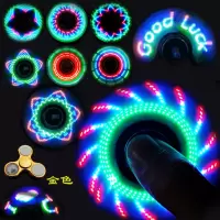 指尖陀螺发光儿童手指陀螺男孩女孩带灯七彩闪光旋转减压玩具|32变发光款:金色[买就送同款]