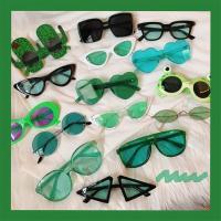 绿色系 亲子爱心少女心韩版太阳镜复古街拍ins墨镜蹦迪情侣眼镜