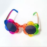 儿童太阳眼镜1-6岁七色花宝宝墨镜女孩遮阳鏡 防紫外线炫膜反光镜
