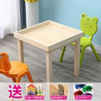 实木沙盘桌多功能儿童游戏桌玩沙桌太空玩具桌子大号桌积木桌|单桌(无颗粒板无积木) 56长*56宽*55高+盖子