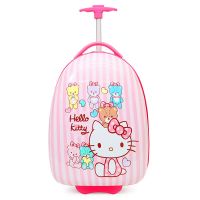 新款儿童拉杆箱16寸18寸19寸小皮箱男女童旅行箱宝宝行李箱拖拽箱|竖条猫 16寸单杆普通两轮