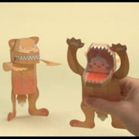 机关弹跳动态折纸立体动物手工diy纸模型剪纸动脑纸质玩具|7.大灰狼与小红帽(图纸+教程)