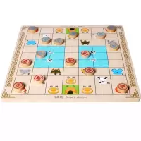 多合一跳棋飞行棋五子棋斗兽棋游戏多功能棋儿童学生木制玩具|斗兽棋[单面-加厚]