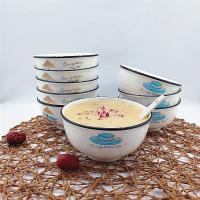 10只装加厚防烫陶瓷碗套装欧式可爱餐具家用吃饭碗汤|[舒适生活]10个装黑边欧式碗 4.5英寸高6cm碗口径11.5cm