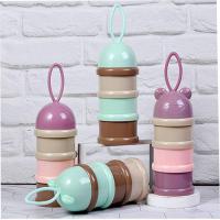 婴儿奶粉盒便携外出奶粉盒迷你奶粉分装分隔盒奶粉格大小号装密封|普通款三层颜色款式随机.