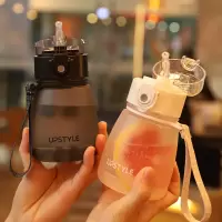 带吸管水杯大人宝宝儿童可爱少女韩版防摔塑料杯子ins水瓶