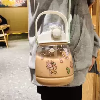 大容量水杯女学生韩版可爱带吸管水瓶款便携塑料杯子