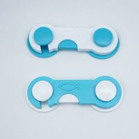 宝宝防夹手抽屉锁儿童安全锁抽屉安全扣柜子冰箱窗户防护安全扣锁|蓝色短锁5个[2种颜色随机发]