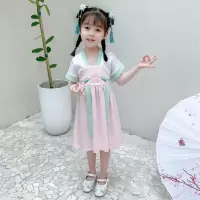 汉服儿童2021春夏中小童古装刺绣唐装女宝宝复古中国风雪纺连衣裙