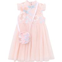 小女孩连衣裙夏装2021新款中大儿童洋气旗袍公主裙复古网纱蓬蓬裙