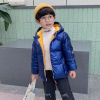 2021新款白鸭绒儿童羽绒服烫金亮面男女童加厚银色中大童连帽外套