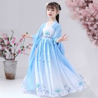 儿童汉服女夏古装裙子仙襦裙夏季小女孩唐装中国风连衣裙演出服